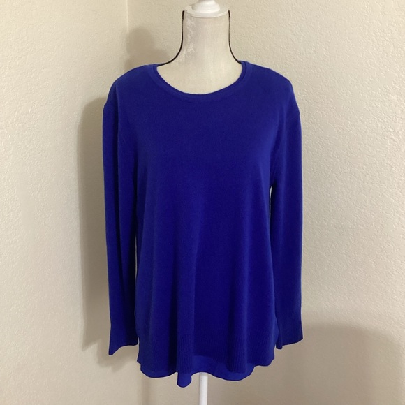 Magaschoni New York Layered 100% Cashmere Sweater Royal Blue M - Picture 4 of 8